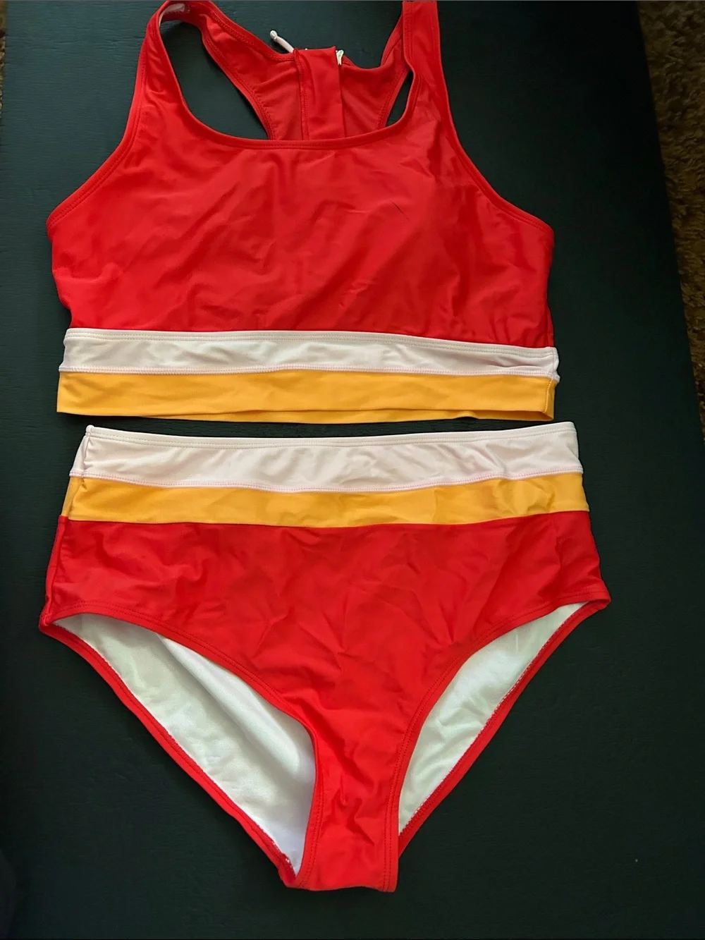 Womens Red Two-Piece Swim Set
